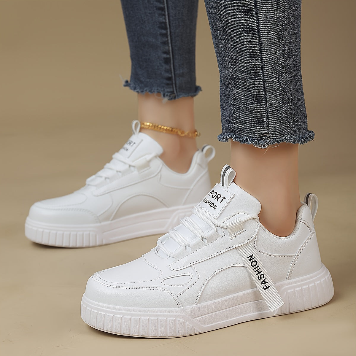 Women's Faux Leather Chunky Sneakers Casual Flat Skate Shoes