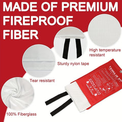 Fire Blanket Large 149 35x149 Hooks & Gloves Emergency Flame Retardant Blanket