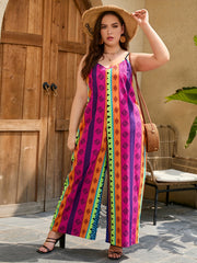 Boho Cami Jumpsuit Women's Plus Colorblock Geometric Print