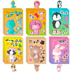 6pcs Animal Mixed Stickers for Crafting Party Favors