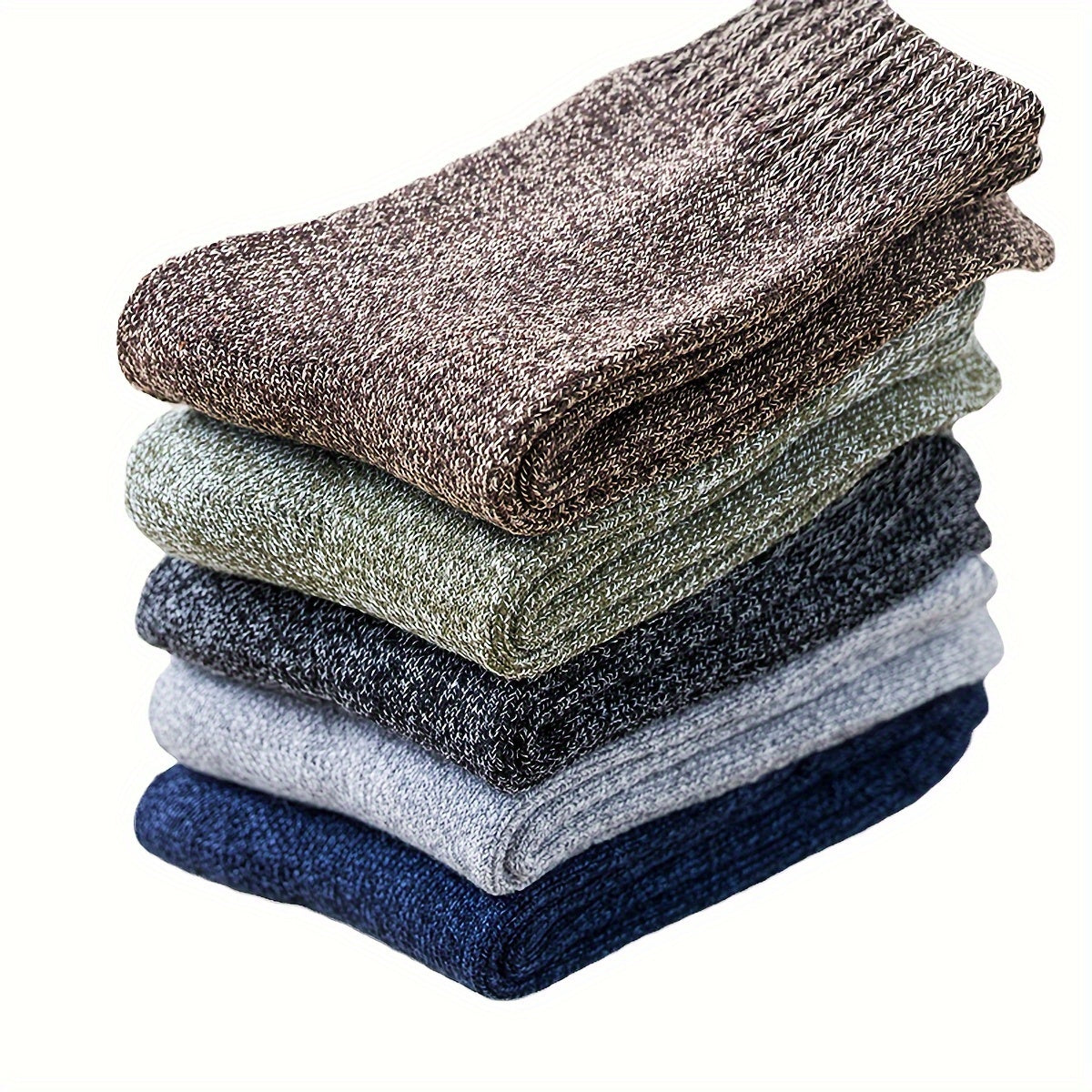 Men's Crew Socks, Winter Thicken Warm Solid Pairs, Autumn