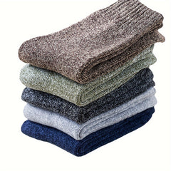 Men's Crew Socks, Winter Thicken Warm Solid Pairs, Autumn