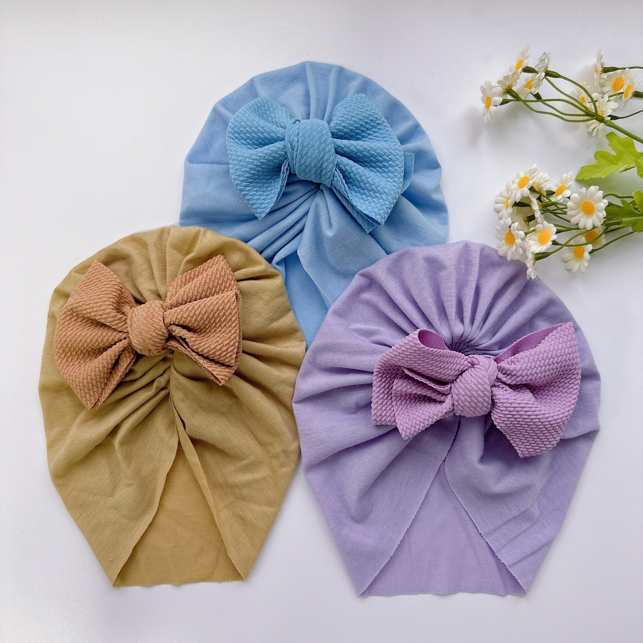 Baby Girls Twill Bubble Bownot Turban Hair Wrap Accessories