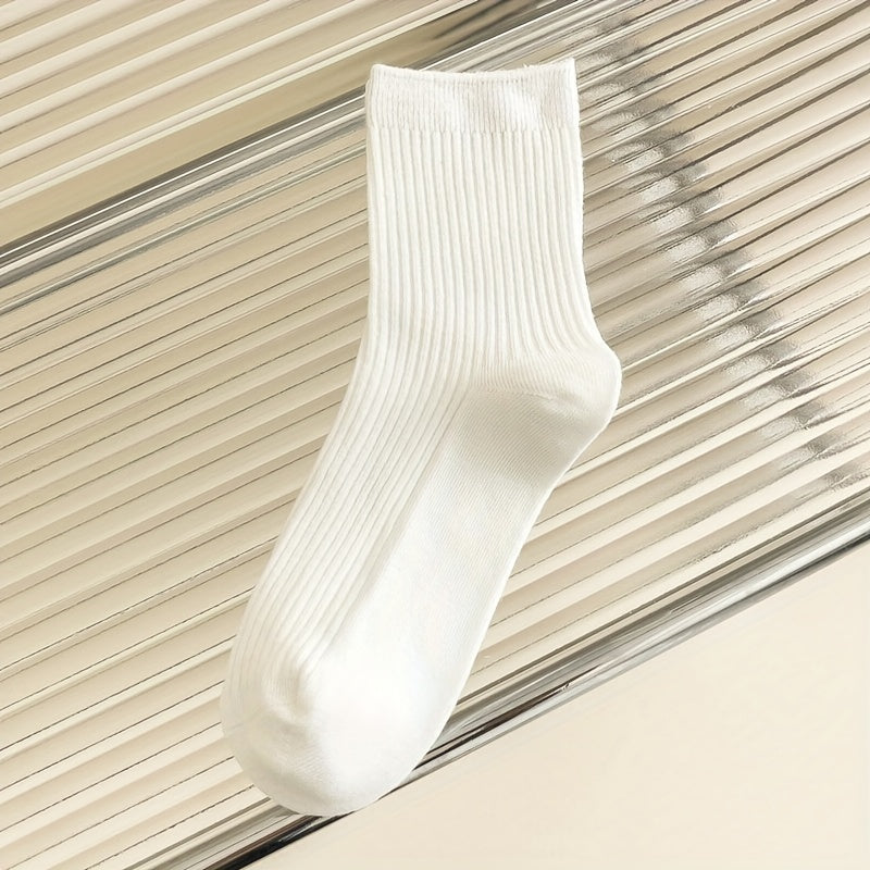 7 Pairs Solid Socks Comfy & Breathable Women's Stockings