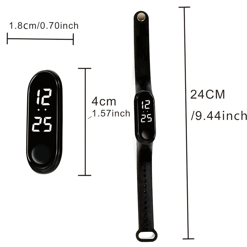 12pcs Silicone Strap Electronic Watch Sports Bracelet