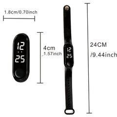 12pcs Silicone Strap Electronic Watch Sports Bracelet