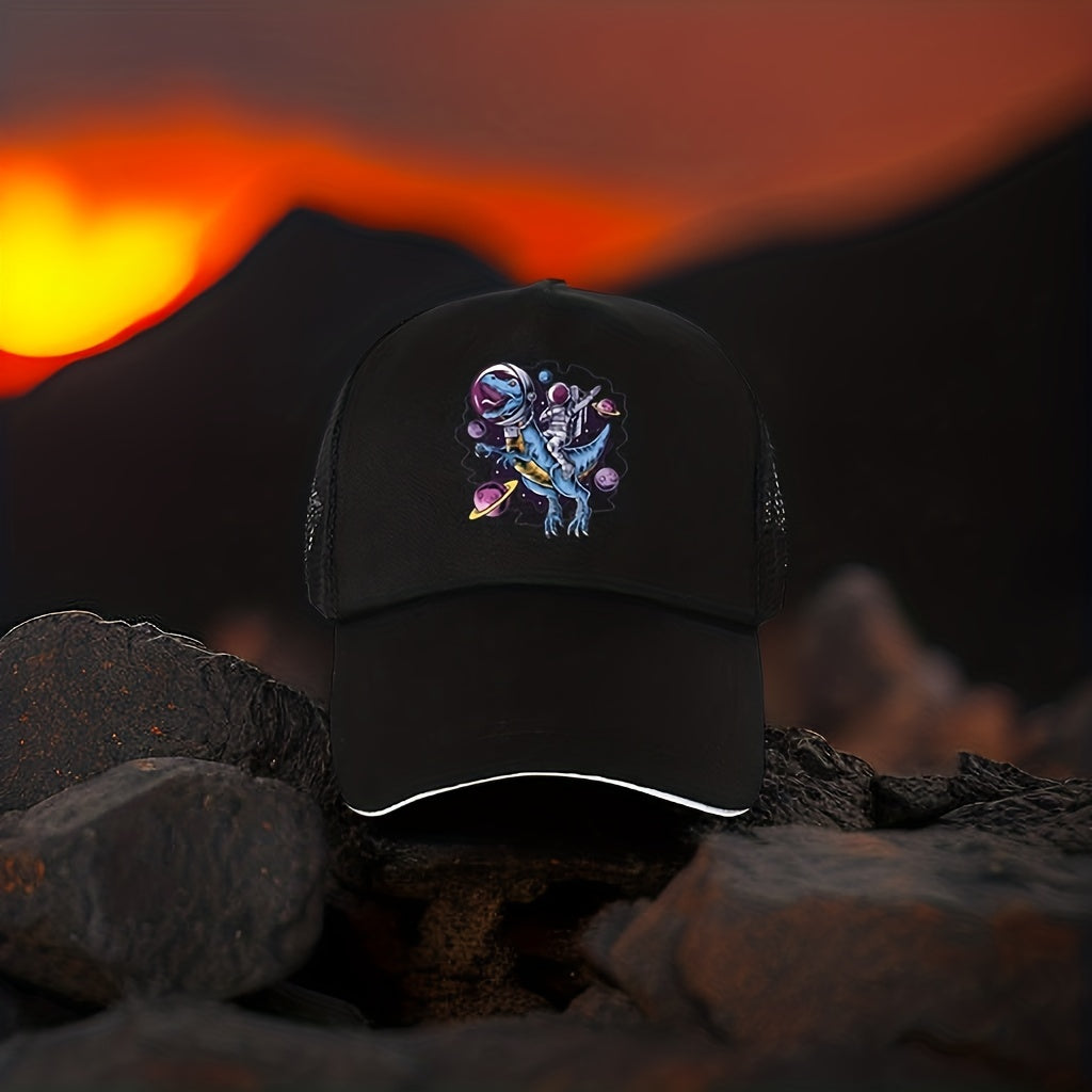 Astronaut Riding Dinosaur Men's Baseball Cap Outdoor Mesh Hat