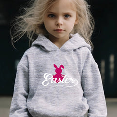 Red Rabbit Pattern Long Sleeve Hooded Sweatshirt Girls Comfy Hoodies Pullover