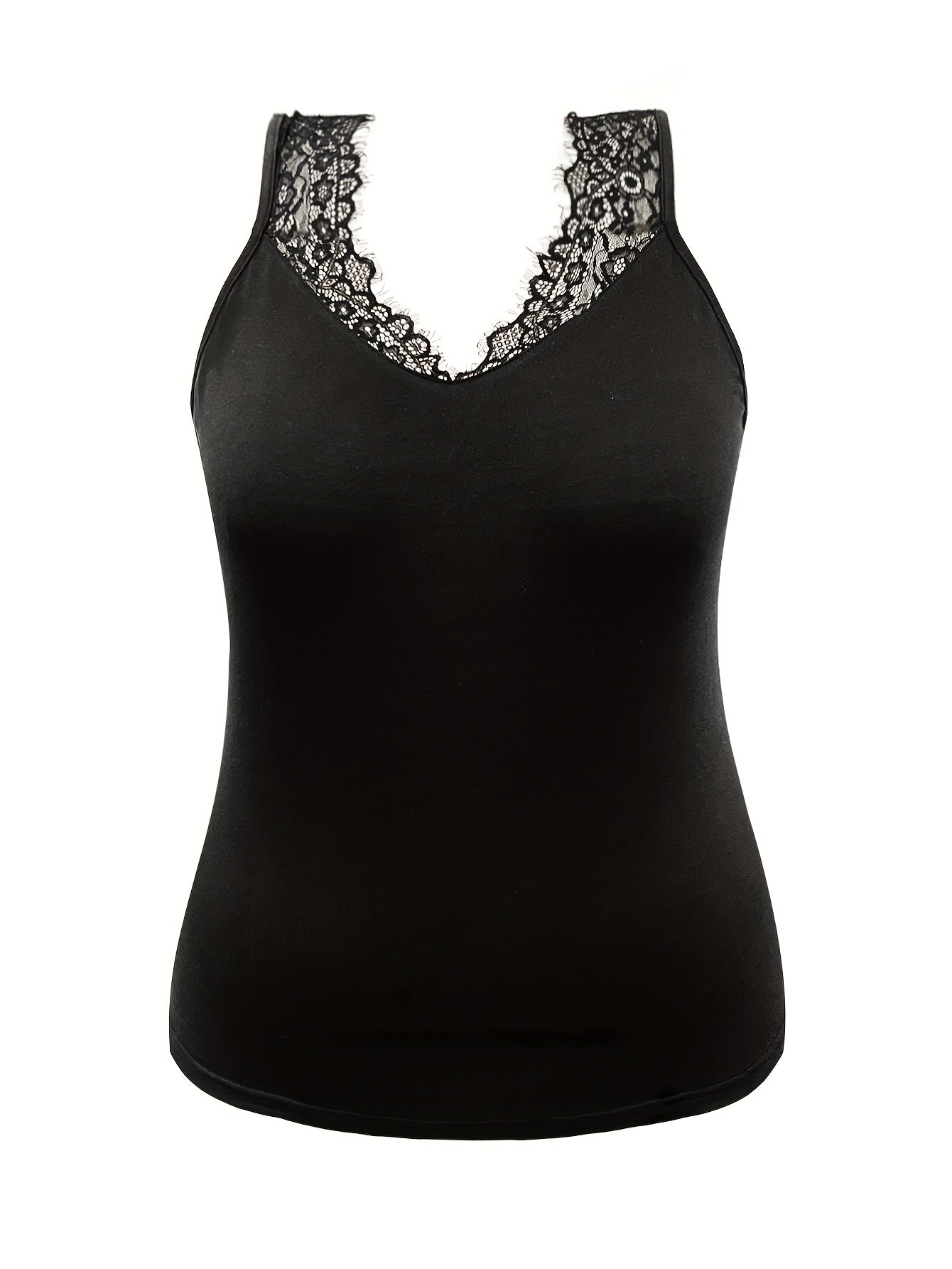 Contrast Eyelash Lace V Neck Home Wear Tank Top