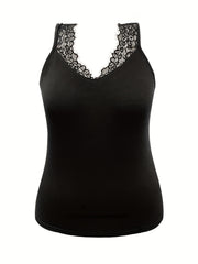 Contrast Eyelash Lace V Neck Home Wear Tank Top