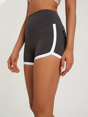 Contrast Trim Sports Short High Waist Stretchy Slim Fit