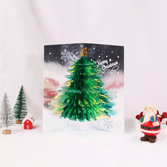 3D Christmas Greeting Card Glitter Luminous Dreamy Christmas Tree Blessing Gift