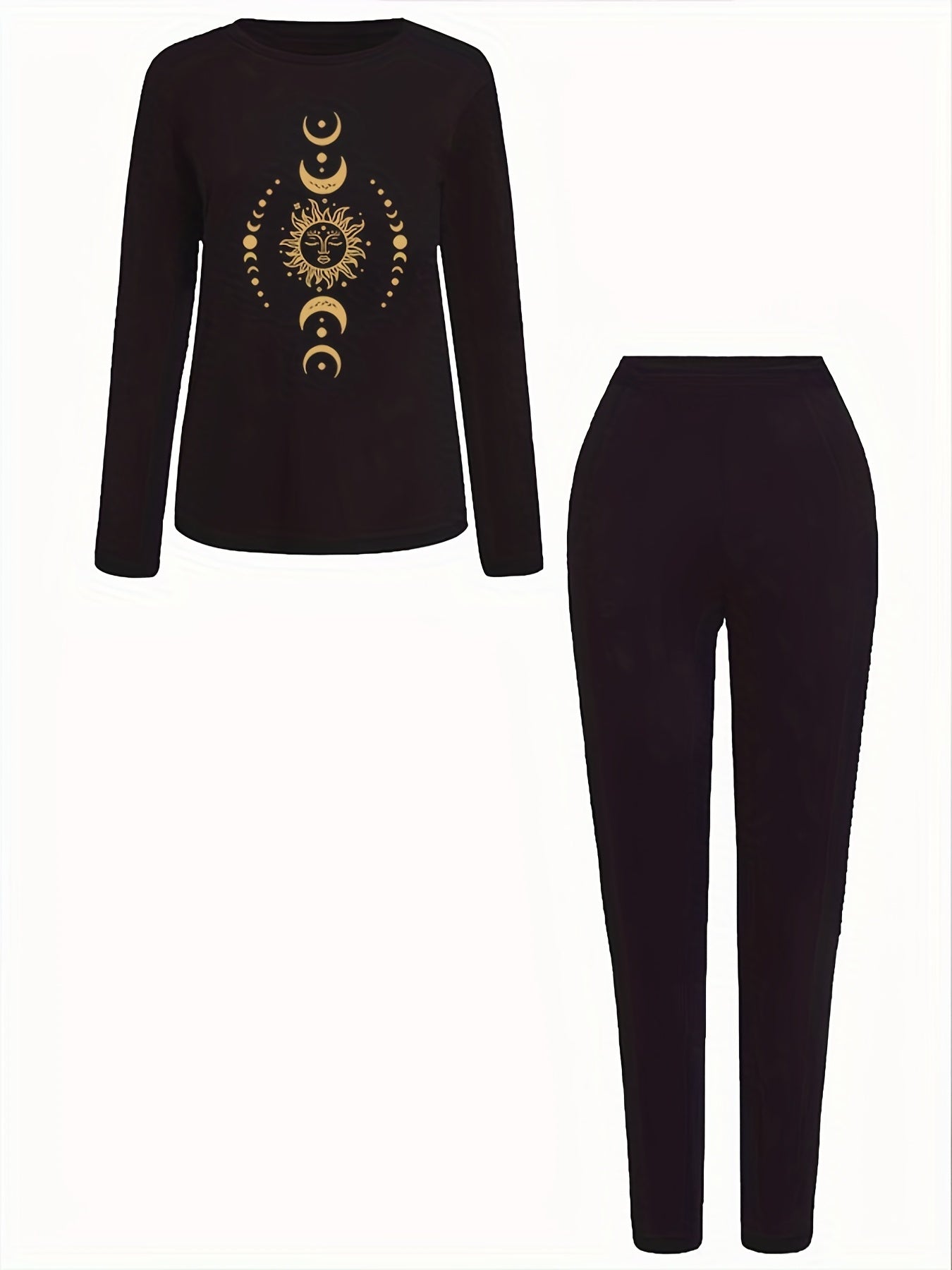 Vintage Graphic Print T shirt & Solid Leggings Set