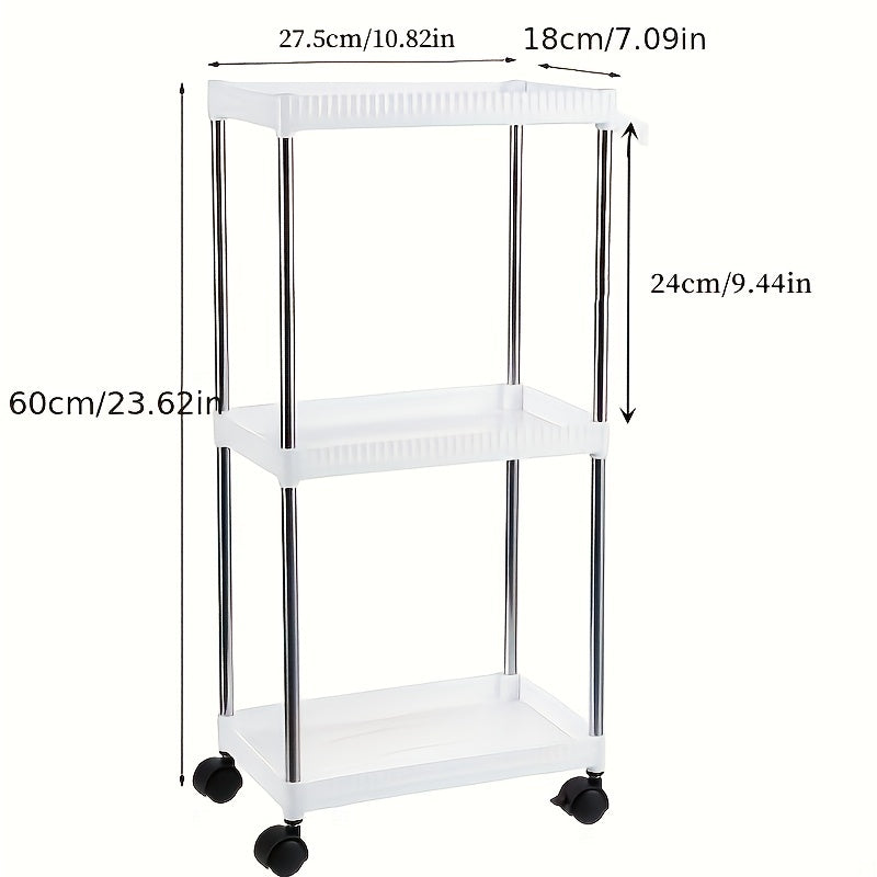 3 Tier Rolling Cart Slim Storage Cart With Wheels
