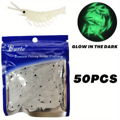 50pcs Luminous Shrimp Baits Night Fishing Soft Lure Ice Fishing Tackle
