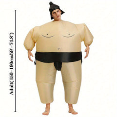 Adult Inflatable Sumo Costume with Hooded Headgear & Belt