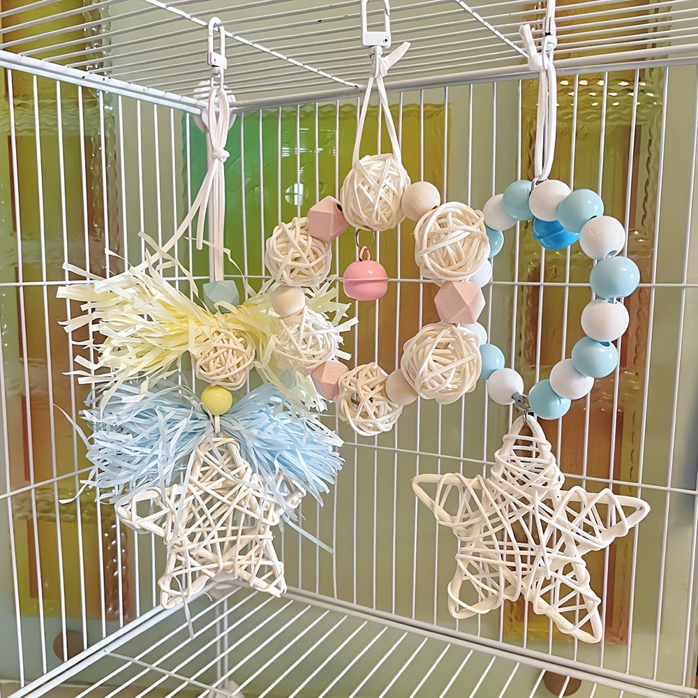 Bird Chewing Rattan Toy Small Parrot Hanging Swing Molar Toy