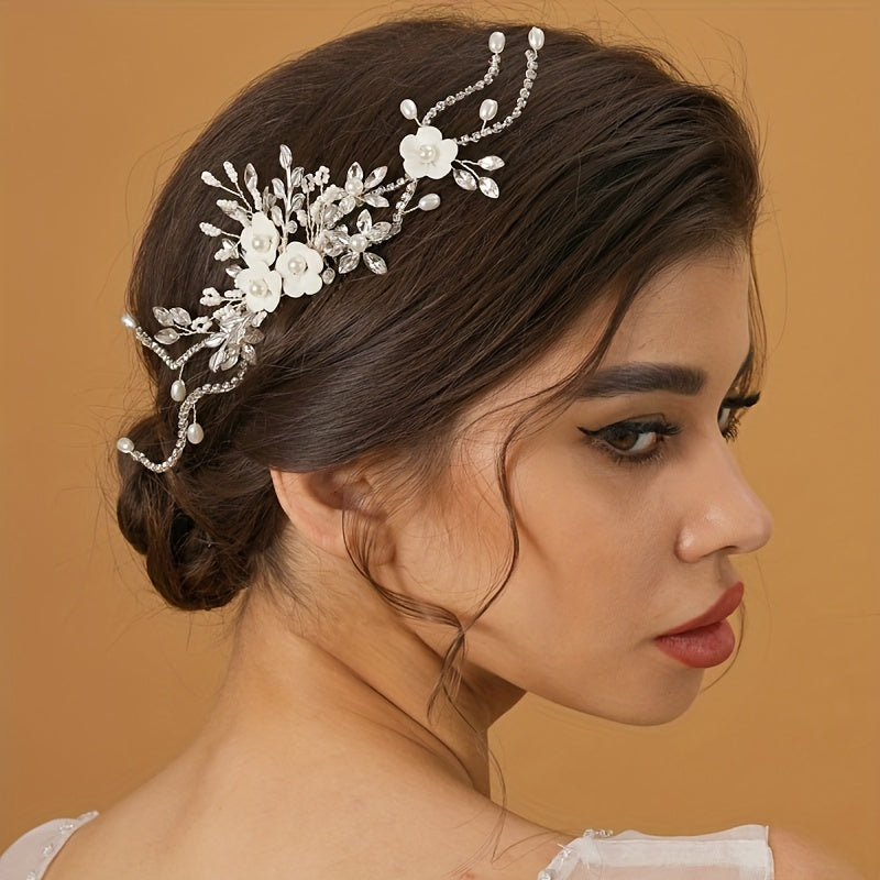Bridal Wedding Hair Comb with Faux Pearls