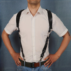 Men's Punk Suspenders Waist Belt Leather Belt