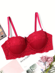 Floral Balconette Bra Lace Push-Up Lingerie