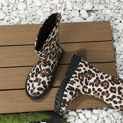 Girls Animal Print Zipper Boots for Fall and Winter