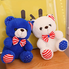 American Flag Teddy Bear Plush Toy Carnival Bow Tie Bear Gift