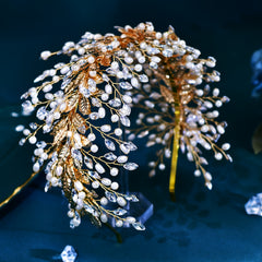 Golden Leaves Rhinestone Bridal Hairband Wedding Headdress