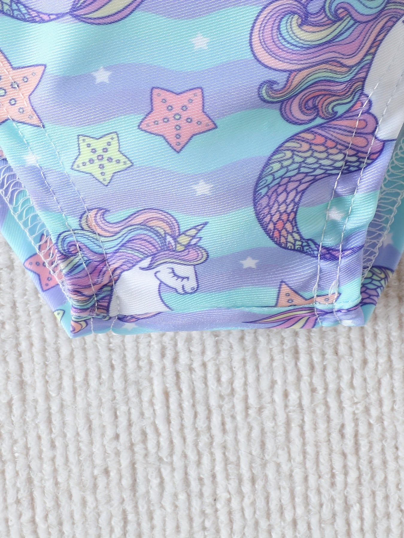 Toddler Girls' Unicorn Graphic 2pcs Swimwear Set with Bow Shoulder Top
