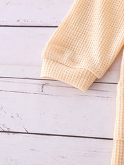Plaid Print Girls Jumpsuit Long Sleeve Button Crew Neck