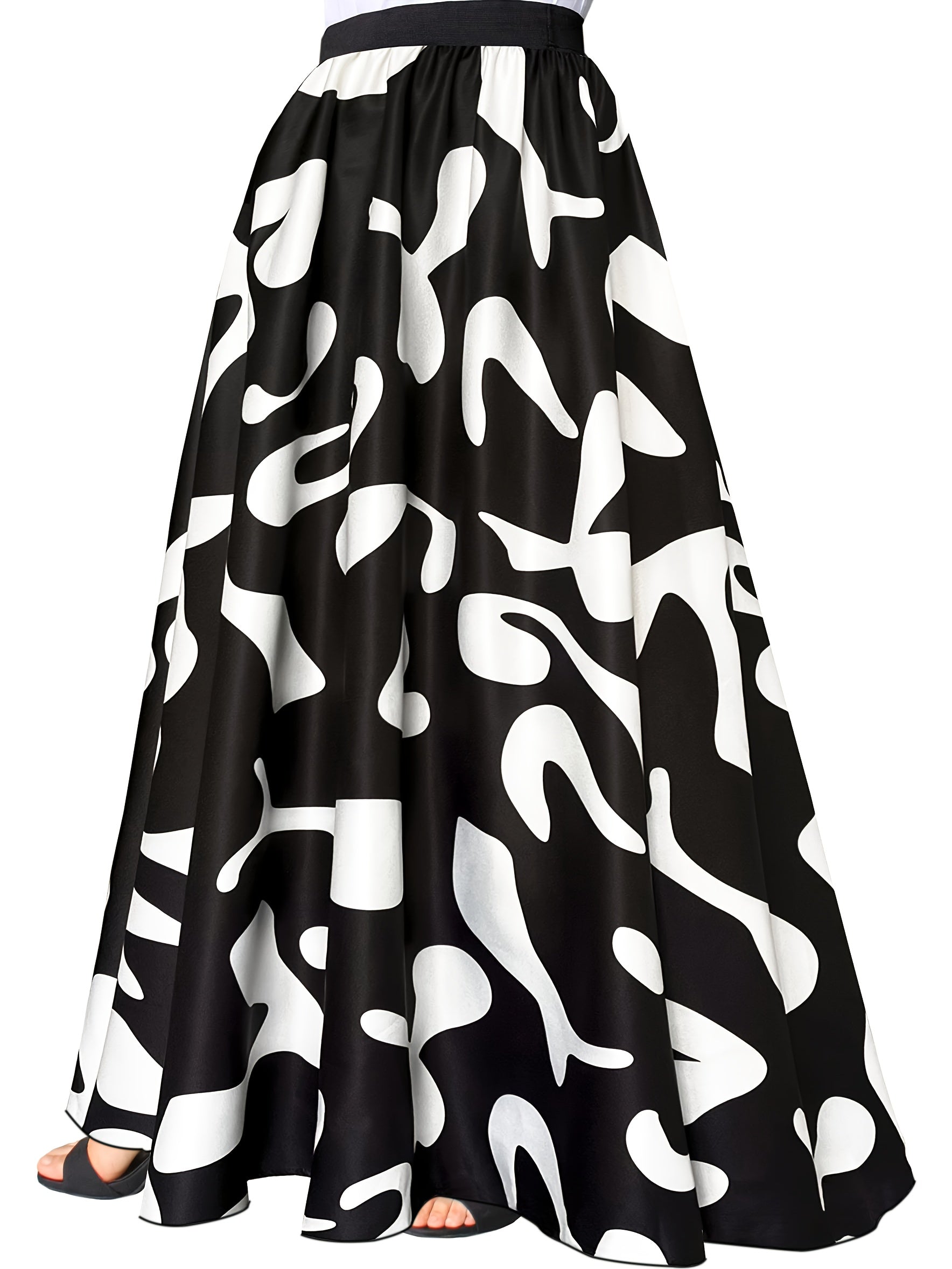Women's Pleated Geo Print High Rise Maxi Skirt