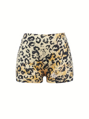 Leopard Print Skinny Shorts Women's Casual Shorts