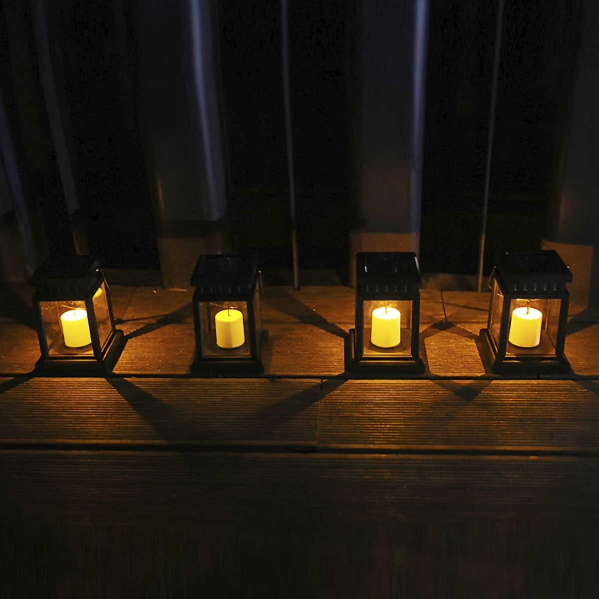 4pcs Outdoor Solar Lantern Hanging Candle Lamps Garden Decor Landscape Lighting
