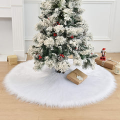 1pc Christmas Tree Skirt Plush Faux Fur Classic Xmas Tree Skirts