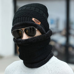 Thick Knit Woolen Beanie Hat & Scarf Set for Winter