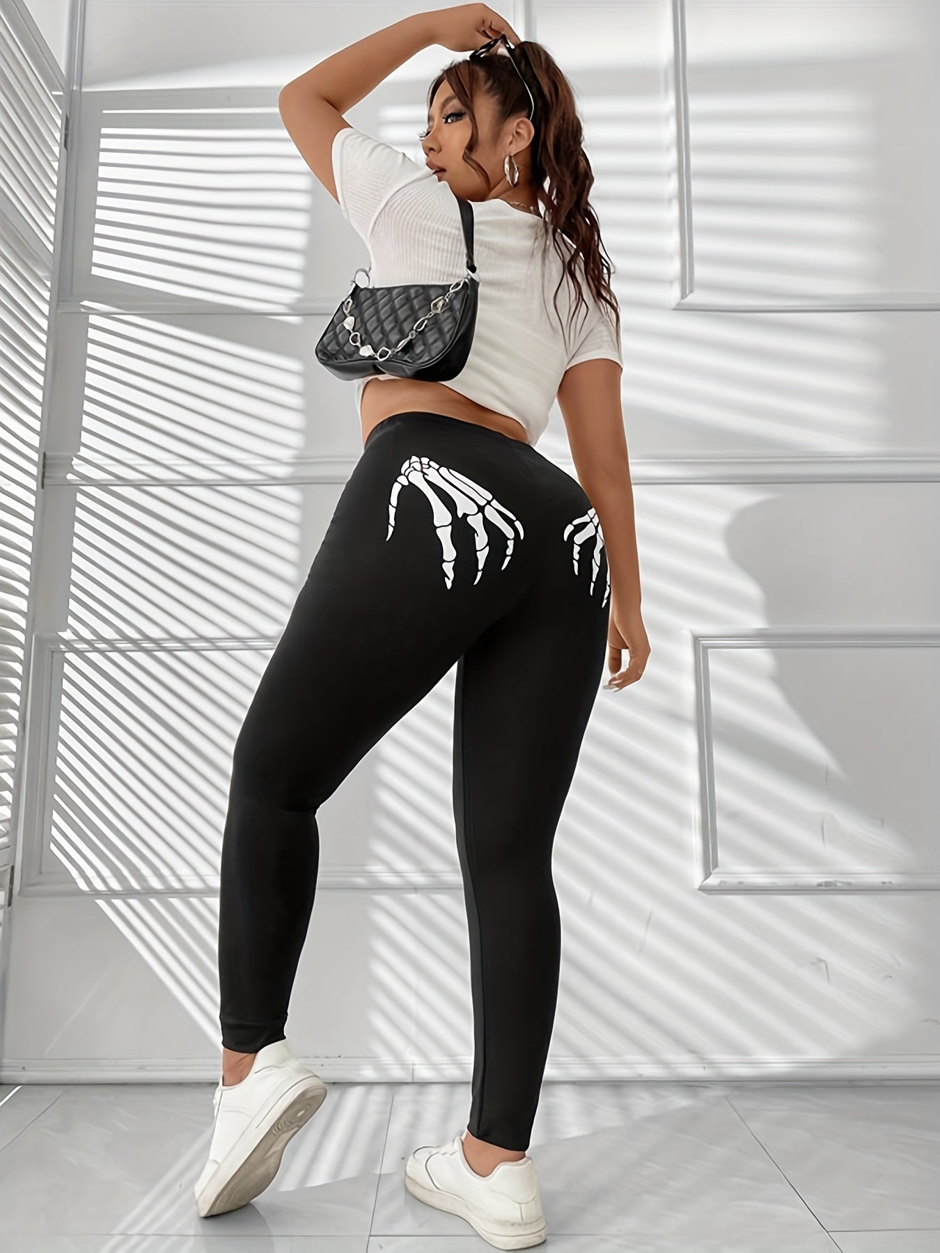 Women's Plus Size Skull Print Halloween Leggings