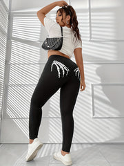 Women's Plus Size Skull Print Halloween Leggings