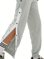 Men's Side Button Jogger Pants Stretch Trousers