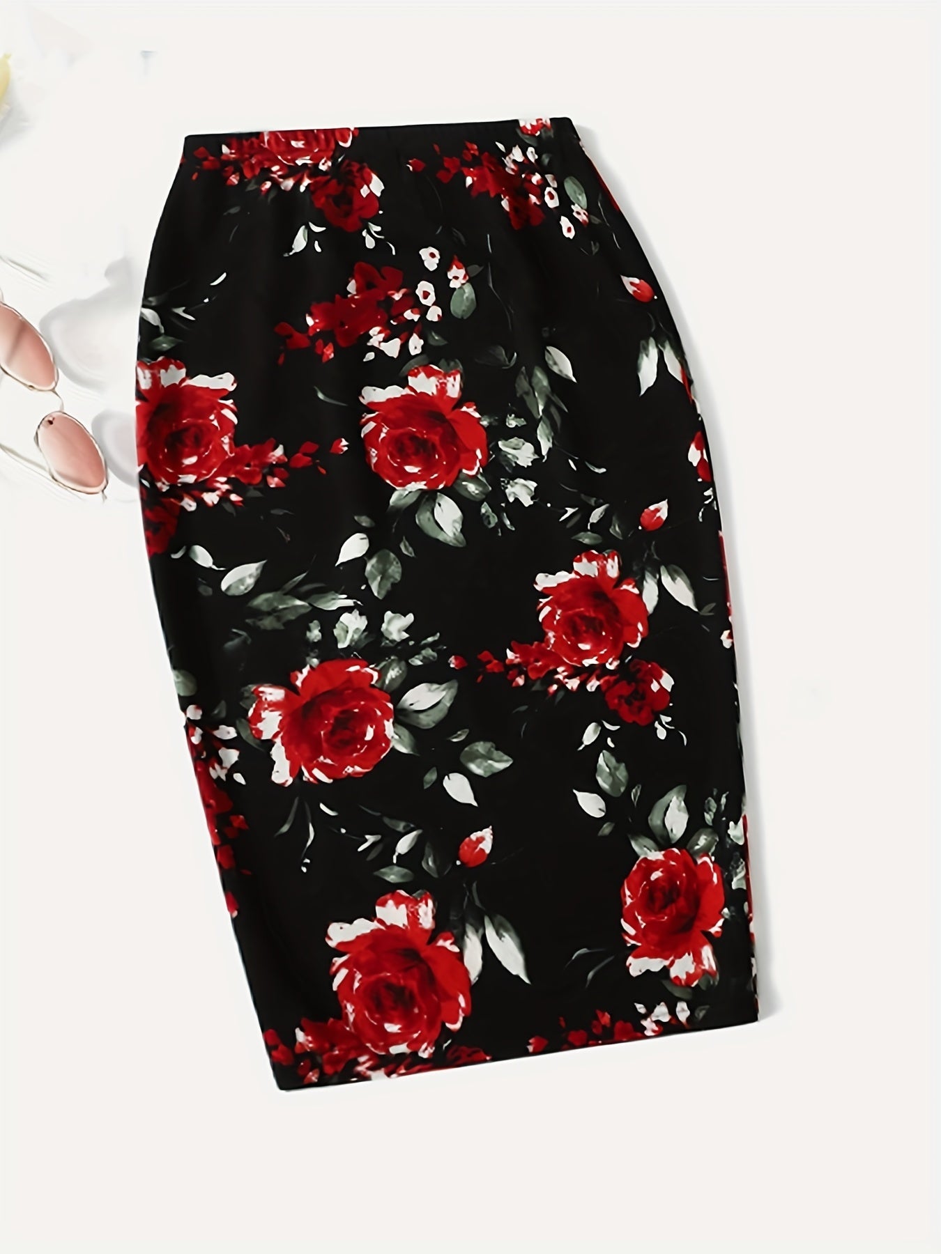 Floral Print High Waist Midi Slim Skirt for Women
