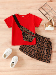Boys Crossbody Bag Print T-shirt & Shorts Set