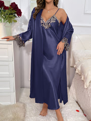 Lace Pajama Set with Robe & Slip Dress