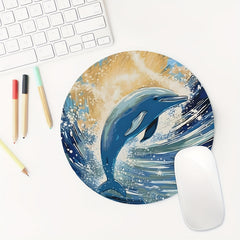 Cute Dolphin Gaming Mouse Pad for Girls - Non-Slip Round Mat
