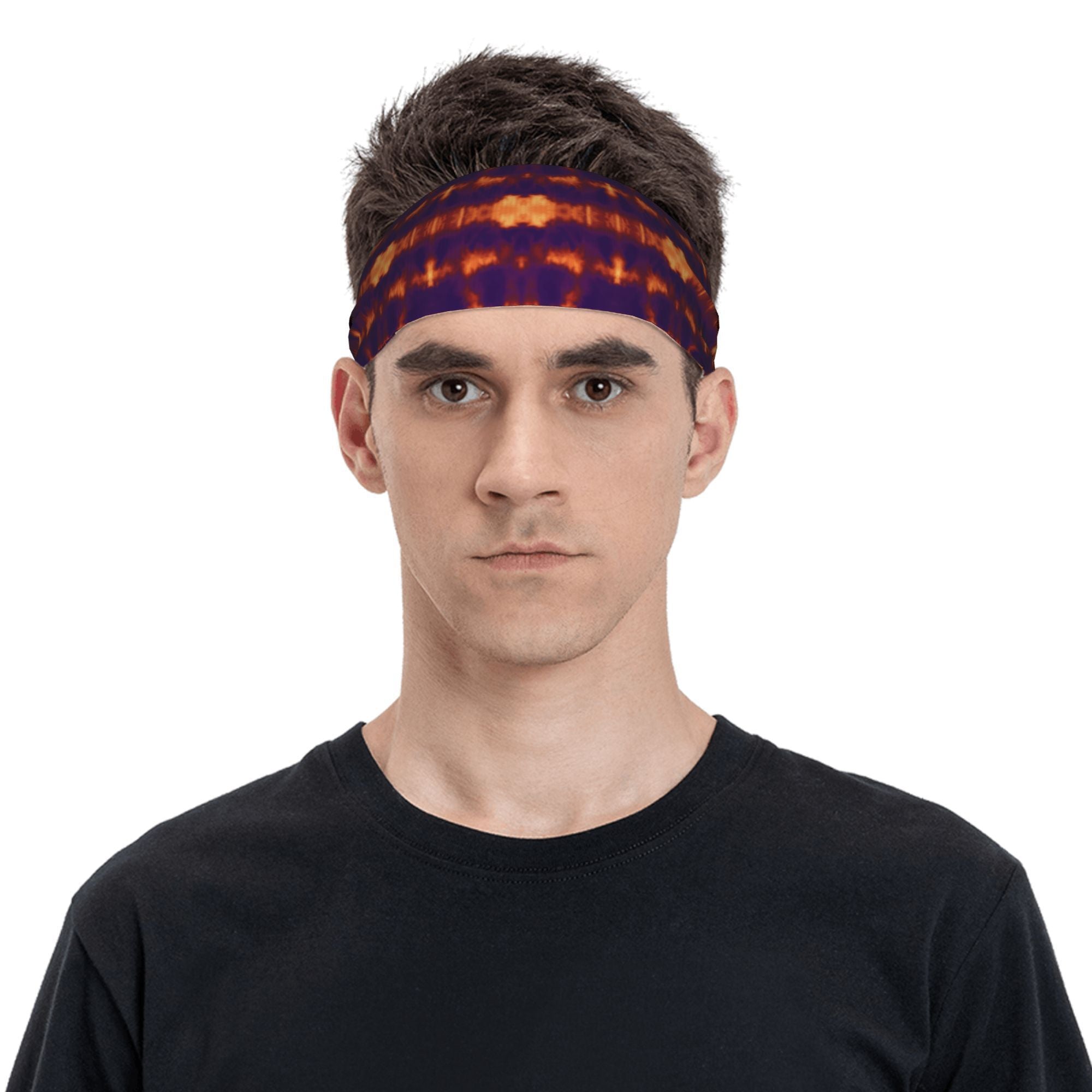 Tie Dye Headband Purple & Orange Swirl Spandex Polyester Blend