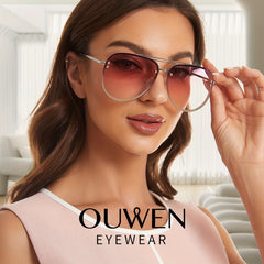 OUWEN Oversized Aviator Sunglasses Womens Gradient Pink UV Protection