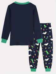 2pcs Boys Pajamas Cartoon Truck Graphic Cotton Pjs Sleepwear Set