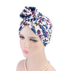Boho Print Swirl Knotted Turban Cap Hair Bonnet Women's Hat