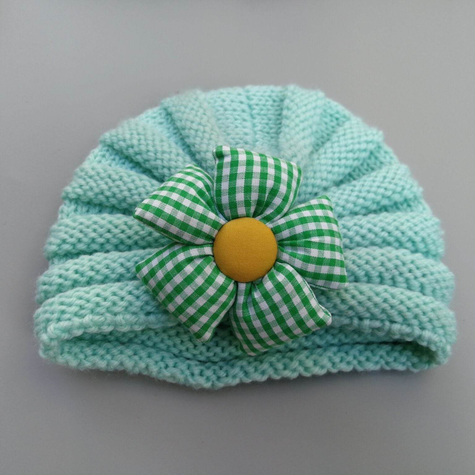 Kids Warm Candy Plaid Flower Beanie for Autumn & Winter