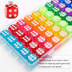50pcs Multicolor Dice Set for Board Games 14mm, Math Learning Classroom