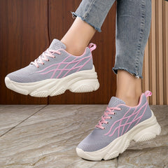 Women's Mesh Breathable Running Shoes Thick Bottom Sports Shoes