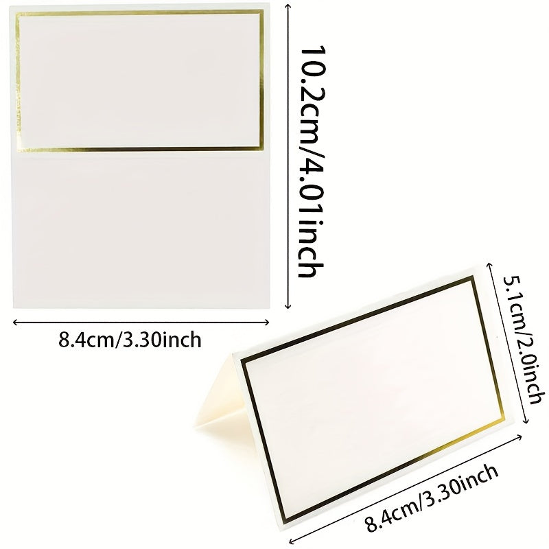 30pcs Small Place Cards with Golden Foil Border for Table Arrangement