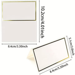 30pcs Small Place Cards with Golden Foil Border for Table Arrangement